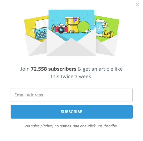 simple popup design from helpscout 